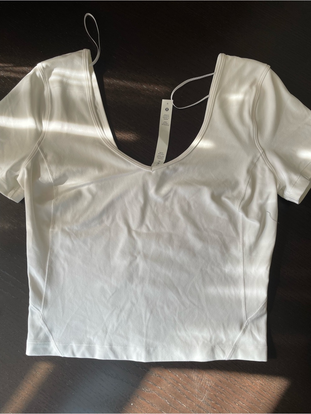 Lululemon White V-Neck Short Sleeve Women's Top size 6